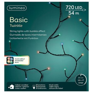 Светодиодная гирлянда нить Объемная 54 м, 720 разноцветных LED ламп, черный ПВХ, контроллер, IP44 Kaemingk фото 4