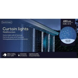 Светодиодный занавес Brilliant Waterfall 2.25*3 м, 480 холодных белых LED ламп, прозрачный ПВХ, контроллер, IP44 Kaemingk фото 1