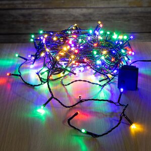 Светодиодная гирлянда нить Объемная 180 теплых белых/разноцветных LED ламп 13.5 м, черный ПВХ, контроллер, таймер, IP44 Kaemingk (Кейминг) фото 4