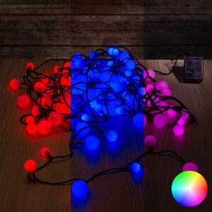 Светодиодная гирлянда Вишенки 9 м, 120 RGB разноцветных LED, черный ПВХ, IP44 Kaemingk фото 6