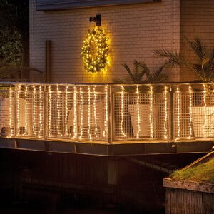 Светодиодная гирлянда бахрома Balcony Waterfall 2*1 м, 220 теплых белых LED ламп, контроллер, прозрачный ПВХ, IP44 Kaemingk фото 1