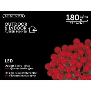 Светодиодная гирлянда Cherry Design 13.5 м, 180 красных LED ламп, прозрачный ПВХ, пульт управления, контроллер, IP44 Kaemingk фото 2