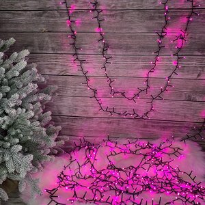 Светодиодная гирлянда нить Lumineo Snake - Sweety 16 м, 750 розовых LED ламп, зеленый ПВХ, контроллер, таймер, IP44 Kaemingk фото 1