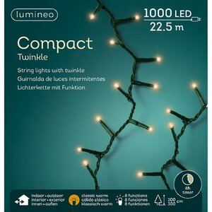 Светодиодная гирлянда нить Lumineo Snake 22.5 м, 1000 экстра теплых белых LED ламп, зеленый ПВХ, контроллер, IP44 Kaemingk фото 4