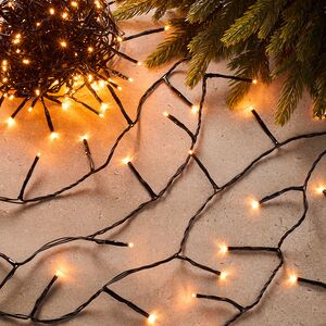 Светодиодная гирлянда нить Объемная 180 экстра теплых белых LED ламп 13.5 м, черный ПВХ, диммер, управление с телефона, IP44