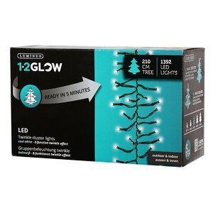 Ярусная гирлянда на елку 210 см Easy Light - Cluster, 1392 холодные белые LED, зеленый ПВХ, контроллер, IP44 Kaemingk фото 5