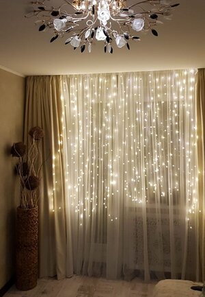 Гирлянда штора Роса 1.9*2 м, 400 теплых белых микро LED ламп, серебряная проволока, IP44 Kaemingk фото 2