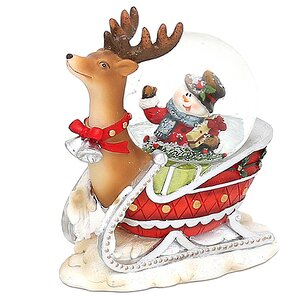 Стеклянный шар со снегом Рождественские Сани со Снеговиком 9*8 см
