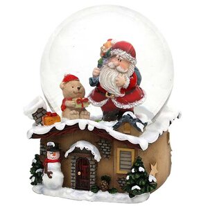 Снежный шар Санта с медвежонком, 9*7 см