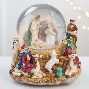 Музыкальный снежный шар Рождественский вертеп 16 см, заводной механизм Sigro (Сигро) фото 3