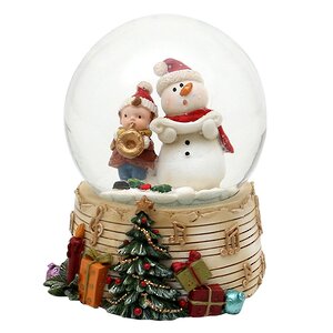 Снежный шар Рождественские музыканты - Малыш и Снеговичок 9 см Sigro фото 1