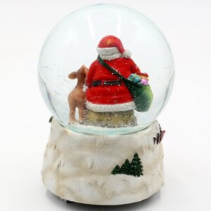 Музыкальный снежный шар Санта Клаус с олененком Эбби 15 см, на батарейках Sigro фото 3