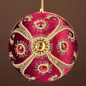 Винтажный елочный шар Vallea-Makena 10 см бургунди