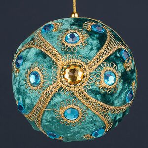 Винтажный елочный шар Vallea-Makena 10 см изумрудный