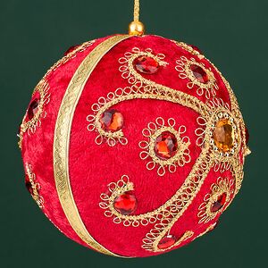 Винтажный елочный шар Vallea-Makena 10 см красный