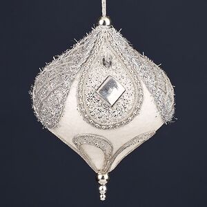 Винтажный елочный шар Хвала Иоганна: Лес Саксен 18 см серебряный