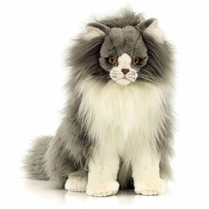 Мягкая игрушка Персидский кот Табби бело-серый 38 см