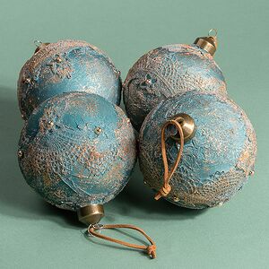 Елочные шары Tesori Antichi 10 см голубой, 4 шт, подарочная коробка, стекло