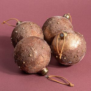 Елочные шары Tesori Antichi 10 см золотой, 4 шт, подарочная коробка, стекло