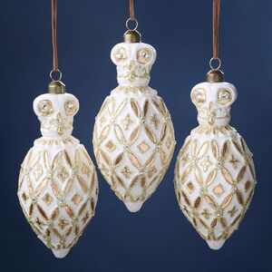 Елочные игрушки Gufo Bianco 16 см, 3 шт, стекло