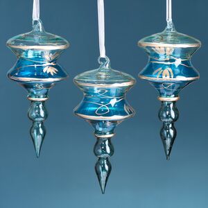 Елочные игрушки Lanterna Azzurra 14 см, 3 шт, стекло