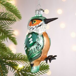 Елочная игрушка Птица Зимородок 11 см, стекло