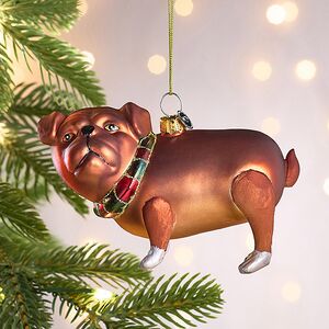 Елочная игрушка Пес Бублик 11 см, стекло