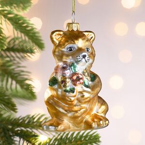 Елочная игрушка Лисёнок с букетом 10 см, стекло Winter Deco фото 3