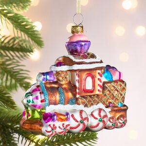 Елочная игрушка Паровозик из Карамельной Страны 11 см в подарочной коробке, стекло