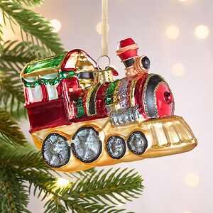 Елочная игрушка Поезд - Искры Праздника 12 см в подарочной коробке, стекло