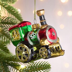 Елочная игрушка Паровоз из сказки 12 см, стекло
