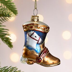 Елочная игрушка Сапожок Принца Ричарда 8 см синий, стекло