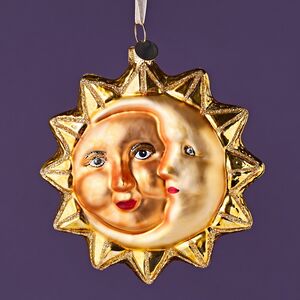 Елочная игрушка Солнце и Луна - Небесные Светила 10 см, стекло