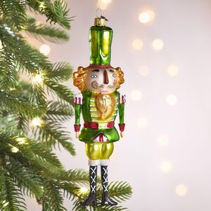 Елочная игрушка Щелкунчик из королевства Эбонлунд 21 см зеленый в подарочной коробке, стекло