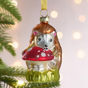 Елочная игрушка Ежик Дарни с грибочком 11 см, стекло