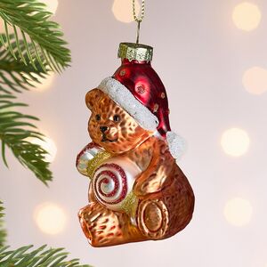 Елочная игрушка Медведь Джонни с карамелькой 8 см, стекло Winter Deco фото 3