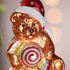 Елочная игрушка Медведь Джонни с карамелькой 8 см, стекло Winter Deco фото 2
