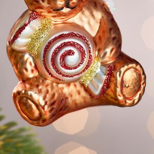 Елочная игрушка Медведь Джонни с карамелькой 8 см, стекло Winter Deco фото 4