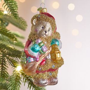 Елочная игрушка Мишка Байли с фонариком 14 см в подарочной коробке, стекло Winter Deco фото 4