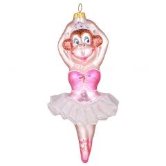 Елочная игрушка Обезьянка-Балерина в Розовом Платье 17*8*7 см, стекло, подвеска