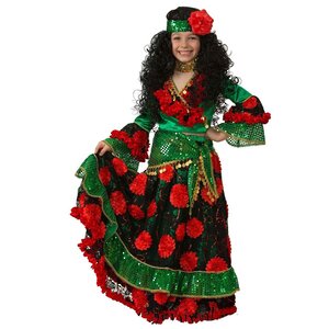 Карнавальный костюм Цыганка-гадалка зеленый, рост 140 см Батик фото 1
