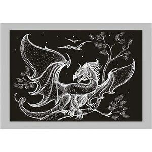 Картина-гравюра большая Дракон, 20*27 см
