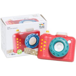 Деревянный конструктор Блоки с тележкой и фотоаппаратом 24 детали Plan Toys фото 7