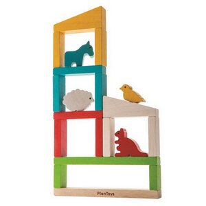 Деревянный конструктор Построй Зоопарк 21 деталь Plan Toys фото 2