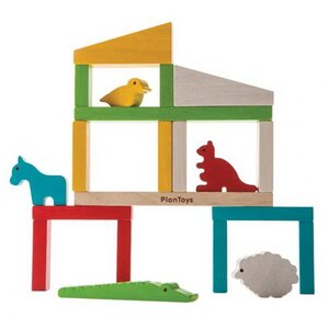 Деревянный конструктор Построй Зоопарк 21 деталь Plan Toys фото 3