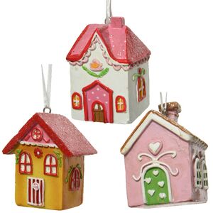 Набор елочных игрушек Домики городка Эшвилл 6 см, 3 шт, подвеска