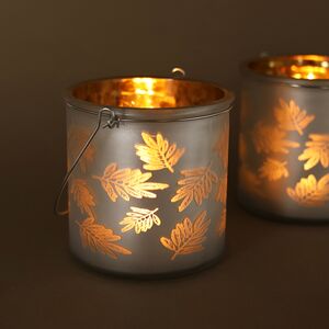 Стеклянный подсвечник Feuilles 12 см серебряный