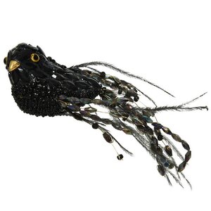 Елочная игрушка Птичка Аврора из Райской Лагуны 18 см черная, клипса Kaemingk фото 1