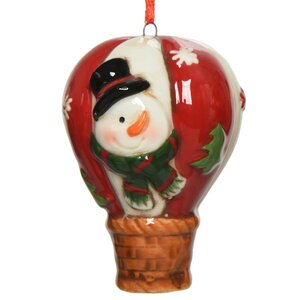 Елочная игрушка Воздушный шар Christmas Flight - Снеговик 8 см, подвеска Kaemingk фото 1