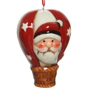 Елочная игрушка Воздушный шар Christmas Flight - Санта Клаус 8 см, подвеска Kaemingk фото 1